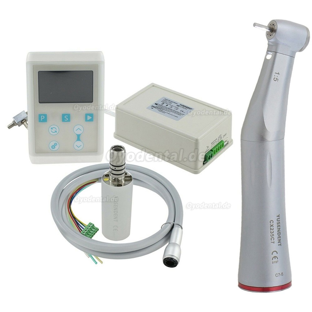 YUSENDENT COXO C PUMA INT + Dental Eingebauter Elektrischer LED-Mikromotor + 1:5 Glasfaser Rotes Winkelstück